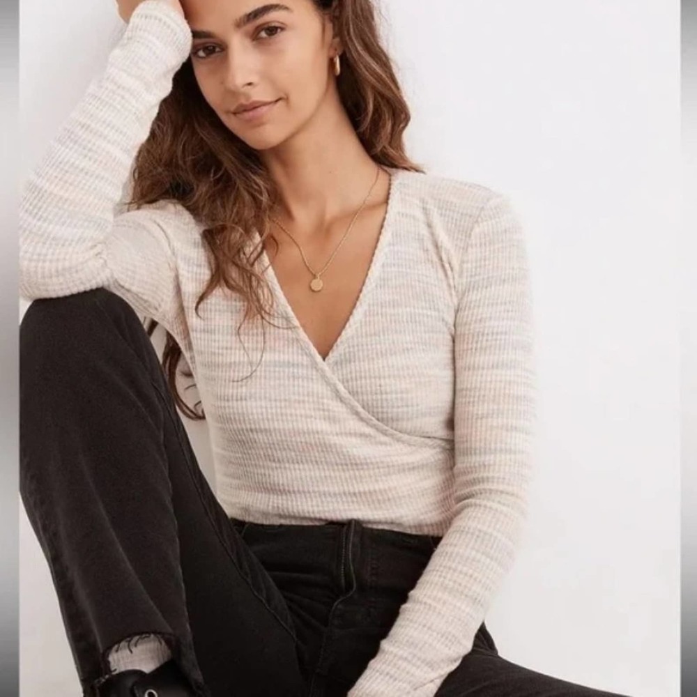 Madewell Space Dye Soft Pastel Faux Wrap Top